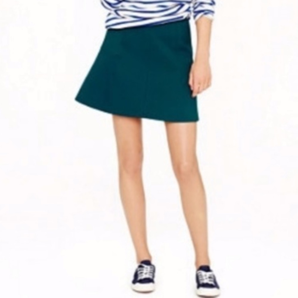 J.Crew Green Double Crepe Fluted Skirt
